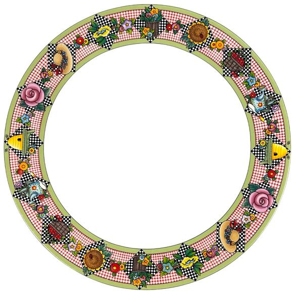 Sakura Mary Engelbreit 1994 Garden Time Large Round Serving Platter 12.5" Mint! - Picture 1 of 7